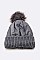 Pack of 12 pieces Trendy Nylon Accent Fur Pom Beanie Set LA-HT730