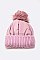 Pack of 12 pieces Trendy Nylon Accent Fur Pom Beanie Set LA-HT730