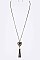 Stylish Crystal Calf Leather Pendant Long Necklace Set LA-KNE0864