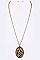 Stylish Crystal Calf Leather Pendant Long Necklace Set LA-KNE0864