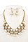 CHIC RHINESTONE BALL BIB NECKLACE SET