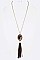 Stylish Calf Leather Pendant Tasseled Long Necklace Set LA-KNE0852