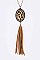 Stylish Calf Leather Pendant Tasseled Long Necklace Set LA-KNE0852