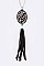 Stylish Calf Leather Pendant Tasseled Long Necklace Set LA-KNE0852