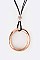 Stylish Jumbo Ring Pendant Cord Necklace LA-181210