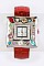Fashionable Metallic Cuff Crystal Square Watch LA 05-BG1230L