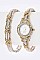 Posh ELGIN 2 Tone Jewelled Bracelet & Bangle Watch Gift Set LAEG9026ST