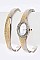Posh ELGIN 2 Tone Textured Bangle Watch Gift Set LAEG9735ST-A03