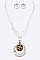 Glass Pendant Leopard Printed Necklace Set