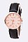 Stylish Textured Dial Leather Band Fashion Watch LA-8822
