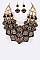 Posh Gold Engraved Beads Statement Necklace Set LACN2044