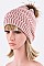 Trendy Racoon Fur Pom Pom Chevron Knit Beanie LA-EMH8578