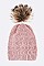 Trendy Racoon Fur Pom Pom Chevron Knit Beanie LA-EMH8578