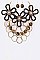 Stylish Resin Flowers & Rings Multi-Layer Statement Necklace Set LACN1972