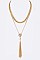 DOUBLE DROP CHAINS CRYSTAL & TASSEL NECKLACE