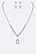 Glitzy Rhinestone Teardrop Pendant Necklace Set LANR7220345