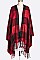 Stylish Plaid Fringe Poncho Scarf