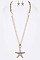 Posh Crystal Starfish Pendant Pearl Station Long Necklace Set LASS0914