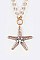 Posh Crystal Starfish Pendant Pearl Station Long Necklace Set LASS0914