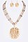 Stylish Mix Beads Palm Leaf Pendant Statement Necklace Set LASS0897