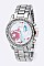 Fashionable Stone Bezel Flower Dial Watch LA 05-1436