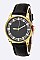 Trendy Baguette Crystal Bezel Leather Watch LA	05-2912