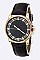 Trendy Baguette Crystal Bezel Leather Watch LA	05-2912