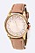Trendy Baguette Crystal Bezel Leather Watch LA	05-2912