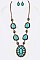 Stylish Turquoise Concho Pendant Necklace Set LASS0533