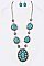 Stylish Turquoise Concho Pendant Necklace Set LASS0533