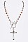 Stylish Stone Beads Cross Pendant Toggle Necklace LA12495