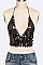 Fashionable Black Sequins Halter Top LACN1549