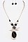 Metal Bar Stone Pendant Necklace Set