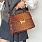 Quality " H " Metal Accent Crocodile Satchel