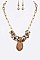 Genuine Stone Pendant and Beads Necklace Set