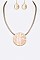 Hammered Metal Pendant Collar Necklace Set