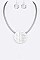 Hammered Metal Pendant Collar Necklace Set