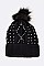Pack of 12 pieces Crystal Fleece Lined Fur Pom Beanie LA-XPA41151