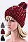 Pack of 12 pieces Crystal Fleece Lined Fur Pom Beanie LA-XPA41151