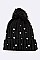 Pack of 12Pcs Assorted Pearls & Beads Fur Pom Knit Beanie