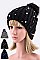 Pack of 12Pcs Assorted Pearls & Beads Fur Pom Knit Beanie