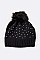 Chic Glitz Wool Blend PomPom Beanie LA-7068