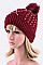 Pack of 12 pieces Crystal Fleece Lined Fur Pom Beanie LA-XPA41151