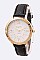 Stylish Roman Number Dial Leather Band Fashion Watch LA-8854
