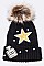 Mix Patches Iconic Fur Pom Beanie LA-MM6042