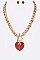 Crystals Heart Pendant Necklace With Crystal Earrings Set LA-MS7075