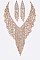 Fringe Chain Rhinestone Statement Necklace Set