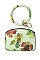 KEY RING WATERCOLOR FLORAL PATTERN POUCH