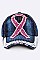 Pink Ribbon Crystal Embellished Fashion Denim Cap LA-277X111D