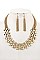 LINKED FLAT METAL BIB NECKLACE SET